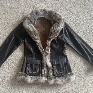 Faux Fur Leather Jacket